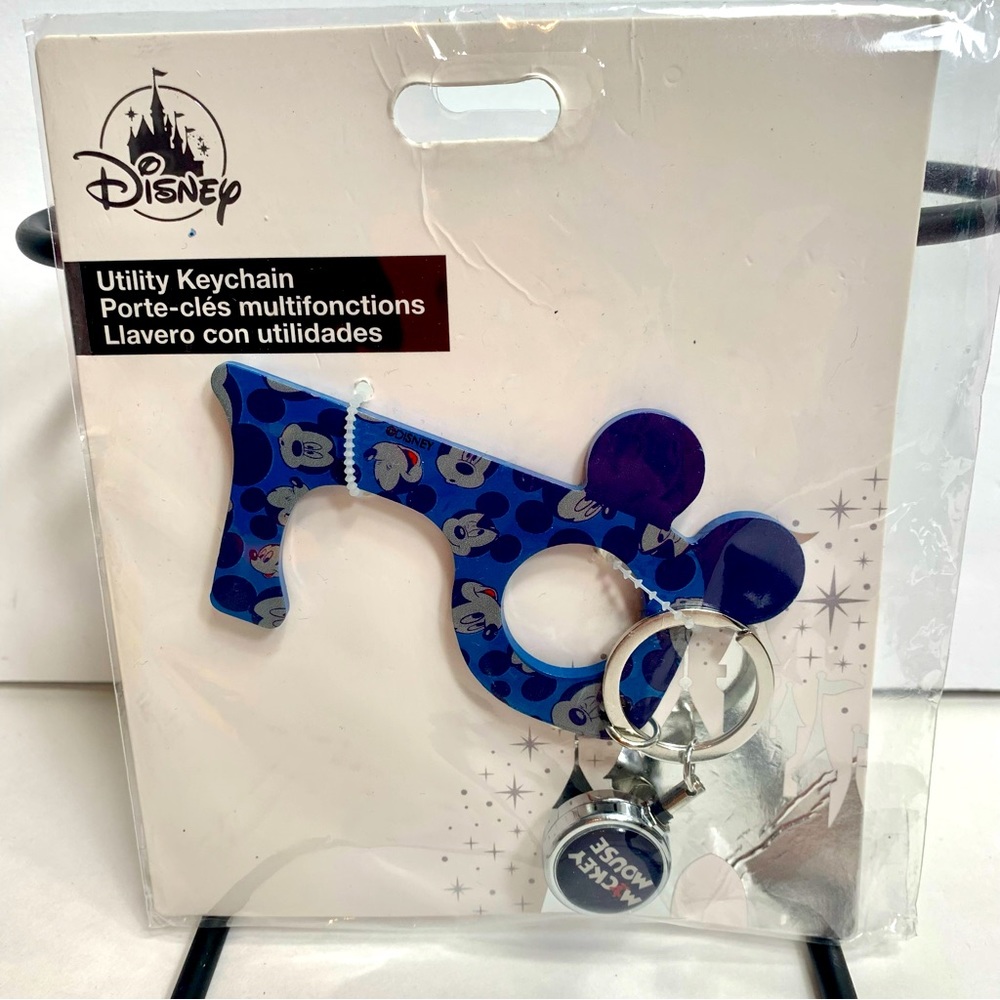 NWT. Disney Mickey Mouse utility keychain. Blue metal keychain key shaped